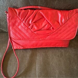 Vibrant Red Quilted Clutch with Wristlet - VINTAGE